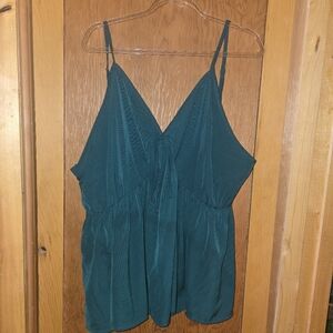 Shein curve 4X emerald green tie front adjustable strap tunic top